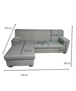 DIVANO CON PENISOLA REVERSIBILE BELLAHOME "TRIS" GRIGIO 218X162X90CM