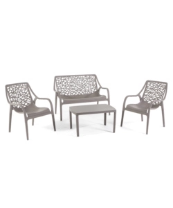 SET DA GIARDINO "HONOLULU" IN POLIPROPILENE TAUPE 1 DIVANO, 2 POLTRONE E 1 TAVOLINO