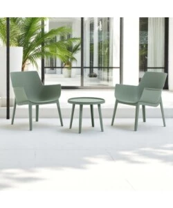 SET DA GIARDINO "QUEEN" IN POLIPROPILENE VERDE 2 POLTRONE E 1 TAVOLINO