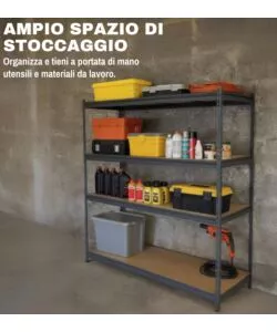 SCAFFALE IN METALLO 4 RIPIANI EASY SISTEM PORTATA 1200 KG 180X60X180 CM
