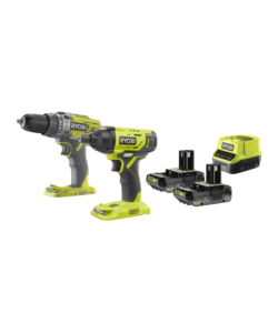 KIT TRAPANO AVVITATORE E AVVITATORE AD IMPULSI A BATTERIA RYOBI "R18CK2-2C20G" 200 NM 2 BATTERIE 18V 2AH E CARICABATTERIE