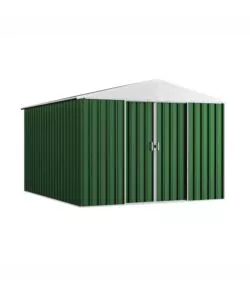 CASETTA DA GIARDINO DOMUS "XL NEW" IN METALLO VERDE CON PORTE SCORREVOLI 267X300X194 CM