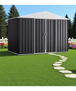 CASETTA DA GIARDINO DOMUS "L NEW" IN METALLO GRIGIO CON PORTE SCORREVOLI 267X173X194 CM