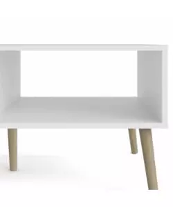 TAVOLINO DA SOGGIORNO "OSLO" BIANCO CON CASSETTO E GAMBE QUERCIA, 98,7X60,2X43,3 CM
