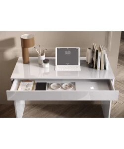 SCRIVANIA CON CASSETTONE "SMILE" BIANCO LUCIDO, 110X50X76 CM