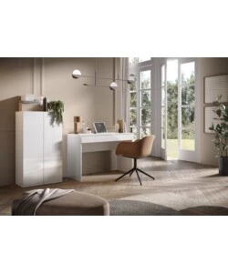 SCRIVANIA CON CASSETTONE "SMILE" BIANCO LUCIDO, 110X50X76 CM