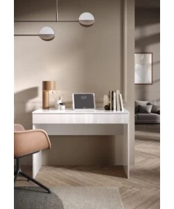 SCRIVANIA CON CASSETTONE "SMILE" BIANCO LUCIDO, 110X50X76 CM