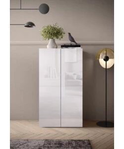 ARMADIO MULTIUSO ALTO "FRAME" BIANCO LUCIDO, 63X35X114 CM