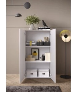 ARMADIO MULTIUSO ALTO "FRAME" BIANCO LUCIDO, 63X35X114 CM
