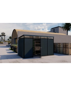 CASETTA DA GIARDINO PREFABBRICATA IN PVC E ALLUMINIO ARTPLAST "MODULARE" NERO E GRIGIO 4X2 MT