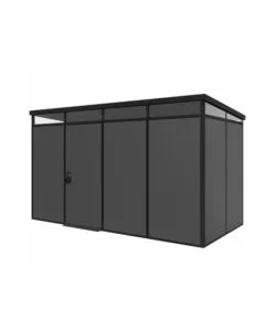 CASETTA DA GIARDINO PREFABBRICATA IN PVC E ALLUMINIO ARTPLAST "MODULARE" NERO E GRIGIO 4X2 MT