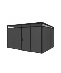 CASETTA DA GIARDINO PREFABBRICATA IN PVC E ALLUMINIO ARTPLAST "MODULARE" NERO E GRIGIO 3X4 MT