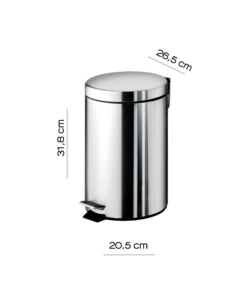 PORTARIFIUTI GEDY "ARGENTA" CROMATO IN ACCIAIO 31,8X20,5X26,5 CM