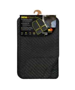 TAPPETINI AUTO GRAN PREE "DRENA" IN PVC NERO 4 PEZZI