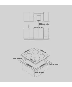 PIANO COTTURA HYUNDAI "GHHN-M604L3" IN ACCIAIO INOX 4 FUOCHI 59X50X9,5 CM