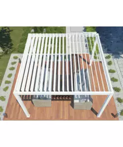 PERGOLA BIOCLIMATICA MOTORIZZATA RIVIERA "BOUGANVILLE" IN ALLUMINIO BIANCO 400X400X250 CM