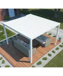 PERGOLA BIOCLIMATICA MOTORIZZATA RIVIERA "BOUGANVILLE" IN ALLUMINIO BIANCO 400X400X250 CM