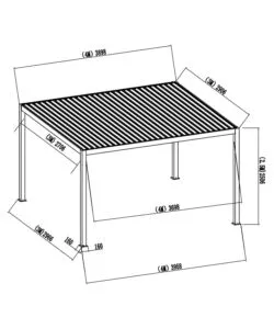 PERGOLA BIOCLIMATICA MOTORIZZATA RIVIERA "QUADRIFOGLIO" IN ALLUMINIO ANTRACITE 400X300X250 CM