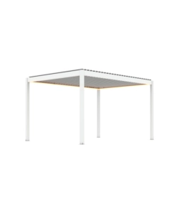 PERGOLA BIOCLIMATICA MOTORIZZATA RIVIERA "QUADRIFOGLIO" IN ALLUMINIO BIANCO 400X300X250 CM
