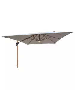 OMBRELLONE A BRACCIO DA ESTERNO RIVIERA "HELIANTUS" CON LED E SPEAKER GRIGIO E TEAK 300X400 CM