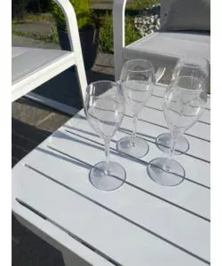 SET DA GIARDINO RIVIERA "ANTEMIDE" BIANCO E GRIGIO CHIARO CON 4 POSTI E TAVOLINO