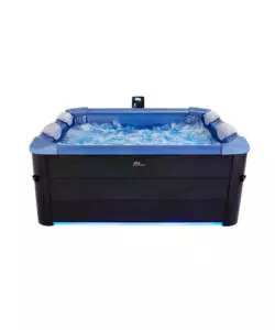 PISCINA IDROMASSAGGIO SPA RIVIERA "OSLO ZAFFIRO" IN PVC GRIGIO SCURO E BLU EFFETTO LEGNO 160X160X65 CM