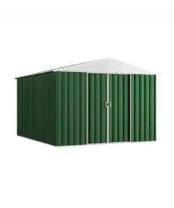 CASETTA DA GIARDINO DOMUS "L NEW" IN METALLO VERDE CON PORTE SCORREVOLI 267X173X194 CM
