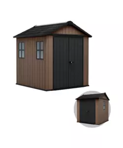 CASETTA DA GIARDINO KETER "NEWTON+ 757/775" IN RESINA MARRONE DOPPIA OPZIONE MONTAGGIO 230X223,8X246 CM