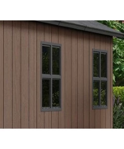CASETTA DA GIARDINO KETER "NEWTON+ 757/775" IN RESINA MARRONE DOPPIA OPZIONE MONTAGGIO 230X223,8X246 CM