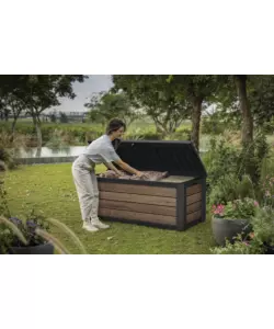 BAULE DA ESTERNO KETER "DECO BOX 150G" IN RESINA MARRONE EFFETTO LEGNO 570 LT 151,7X72,5X70 CM