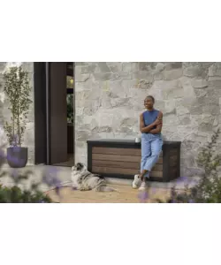 BAULE DA ESTERNO KETER "DECO BOX 150G" IN RESINA MARRONE EFFETTO LEGNO 570 LT 151,7X72,5X70 CM