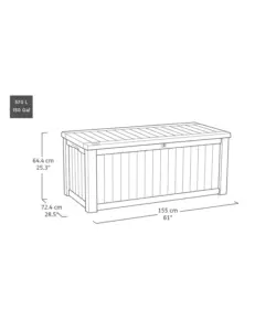 BAULE DA ESTERNO KETER "DECO BOX 150G" IN RESINA MARRONE EFFETTO LEGNO 570 LT 151,7X72,5X70 CM