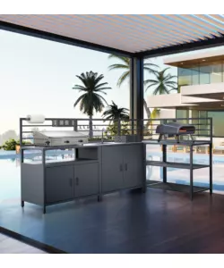 CUCINA DA ESTERNO MODULARE OMPAGRILL "MODULO 3" IN ALLUMINIO NERO 61,5X61,5X130 CM