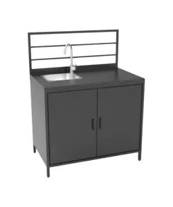 CUCINA DA ESTERNO MODULARE OMPAGRILL "MODULO 4" IN ALLUMINIO NERO CON LAVELLO E RUBINETTO 61,5X100X130 CM