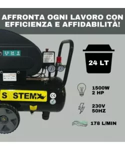 COMPRESSORE ARIA LUBRIFICATO SYSTEM+ 24L 2 HP