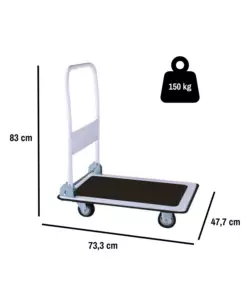 CARRELLO TRASPORTO PIEGHEVOLE EUROGARDEN CON MANICO E RUOTE PIVOTANTI IN ACCIAIO PORTATA 150 KG 73,3X47,7X83 CM