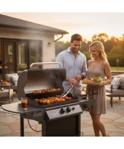 BARBECUE A GAS ARNOLD "NEVADA" CON FINESTRA IN VETRO 3 BRUCIATORI