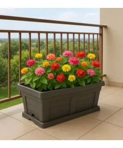 FIORIERA DA ESTERNO CON SOTTOVASO ANTRACITE EFFETTO LEGNO 40 CM