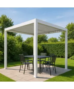 PERGOLA BIOCLIMATICA DA ESTERNO "ARTEMIDE" IN ALLUMINIO BIANCO 3X3 M