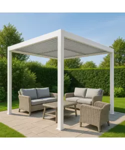 PERGOLA BIOCLIMATICA DA ESTERNO "ARTEMIDE" IN ALLUMINIO BIANCO 3X3 M