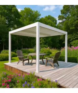 PERGOLA BIOCLIMATICA DA ESTERNO "ARTEMIDE" IN ALLUMINIO BIANCO 3X3 M