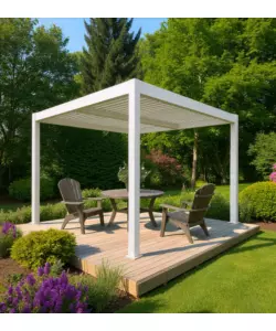 PERGOLA BIOCLIMATICA DA ESTERNO "ARTEMIDE" IN ALLUMINIO BIANCO 3X3 M