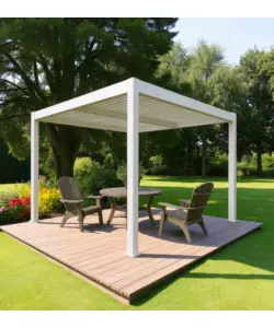 PERGOLA BIOCLIMATICA DA ESTERNO "ARTEMIDE" IN ALLUMINIO BIANCO 3X3 M