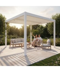 Pergola bioclimatica Verdelook "Atena New" in alluminio bianco 3x3 m