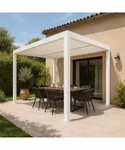 PERGOLA BIOCLIMATICA DA ESTERNO "ARTEMIDE" IN ALLUMINIO BIANCO 3X4 M