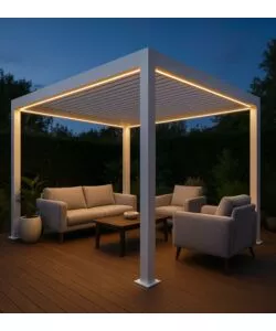 PERGOLA BIOCLIMATICA DA ESTERNO "ARTEMIDE" IN ALLUMINIO BIANCO 3X4 M