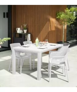 SET 6 SEDIE DA ESTERNO IMPILABILI KETER "JULIE" IN POLIPROPILENE BIANCO EFFETTO LEGNO 61,5X58,5X79 CM