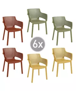SET 6 SEDIE IMPILABILI KETER "ELISA" IN POLIPROPILENE 2 VERDE, 2 ROSSO, 2 GIALLO 61X54,5X79 CM