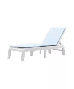 SDRAIO RECLINABILE E RIPIEGABILE KETER "FORMENTERA" IN POLIPROPILENE BIANCO E CUSCINO OCEAN BLUE 187,5X58X29 CM