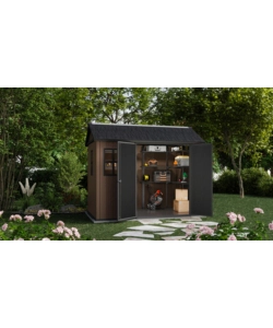 CASETTA DA GIARDINO KETER "NEWTON+ 759/975" IN RESINA MARRONE DOPPIA OPZIONE MONTAGGIO 287X230X246 CM
